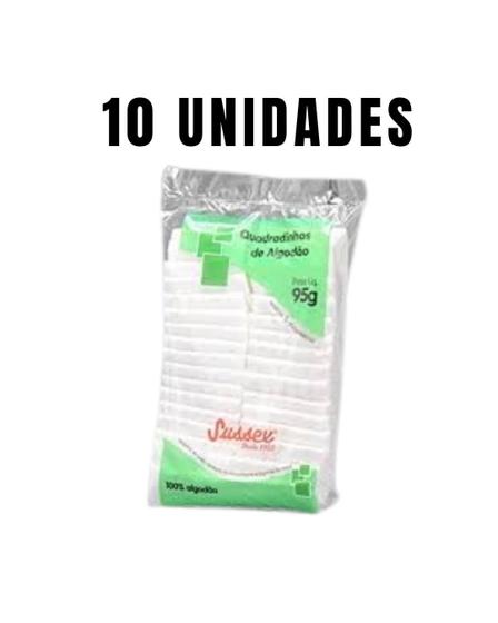 Imagem de Kit 10 Pacotes Quadradinhos Algodão Sussex Macio E Absorvente 95g Estetica