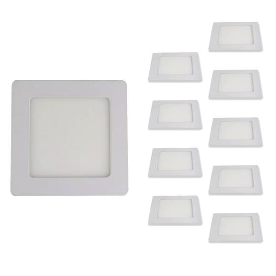 Imagem de Kit 10 Paineis de Led Plafon Embutir 6w Quadrado Branco Quente 3000k