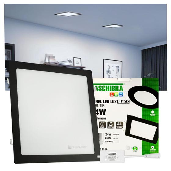 Imagem de Kit 10 Painéis LED Taschibra LUX Black 24W Quadrado Embutir