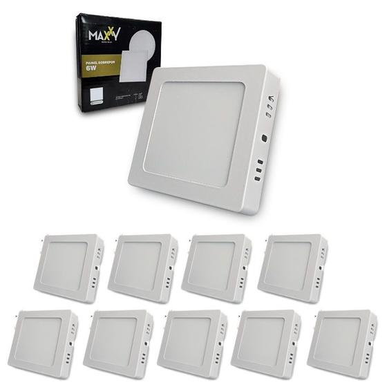Kit 10 Painéis Plafon Sobrepor Led Quadrado 6w Frio Menor preço em Kit 10 Painéis Plafon Sobrepor Led Quadrado 6w Frio