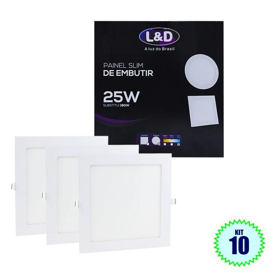 Kit 10 Painel Led Plafon Embutir 25w Quadrado Grande Branco Frio 6500k 430 Menor preço em Kit 10 Painel Led Plafon Embutir 25w Quadrado Grande Branco Frio 6500k 430