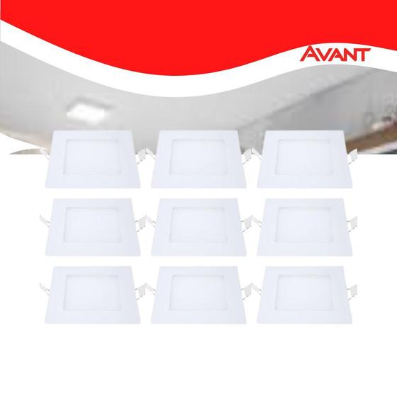 Imagem de Kit 10 Painel LED Plafon Embutir 6W Quadrado Branco Frio