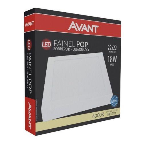 Kit 10 Painel Plafon 18w Quadrado Sobrepor Led Forte 22x22 Menor preço em Kit 10 Painel Plafon 18w Quadrado Sobrepor Led Forte 22x22