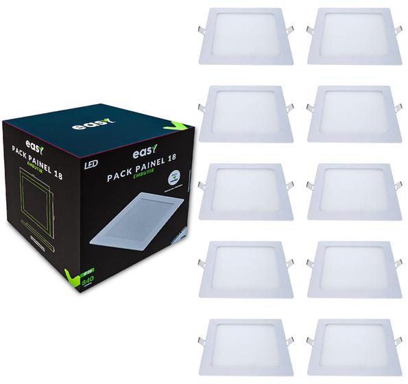 Imagem de Kit 10 Painel Plafon Embutir Quadrado Led 18w Bivolt