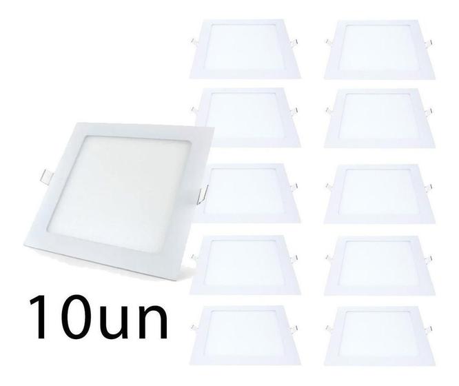 Imagem de Kit 10 Painel Plafon Luminária Embutir 18W Led Quadrado Slim
