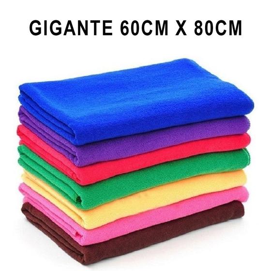Imagem de Kit 10 Pano de Chão Microfibra Grande 60x80cm Toalha de Limpeza Gigante Residencial Automotivo Macio