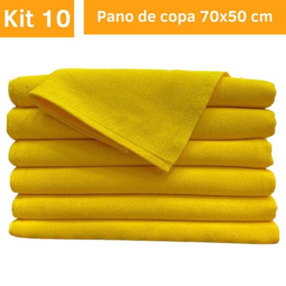 Imagem de Kit 10 Panos De Prato Amarelo Cozinha Copa Gourmet 70x50cm  