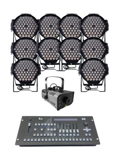 Imagem de Kit 10 par led 60 leds rgb full+maq fumaça 1200w+mesa pilot