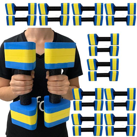 Imagem de Kit 10 Pares de Halteres Hidroginástica Em EVA 2 A 3 Kg DF4012-AZ Azul/Amarelo Dafoca Sports