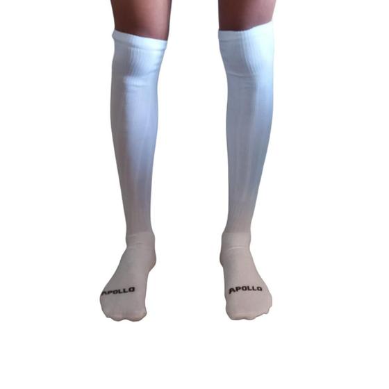 Imagem de Kit 10 Pares Meião Futebol Futsal Cano Alto Longo Liso Algodão Atoalhado