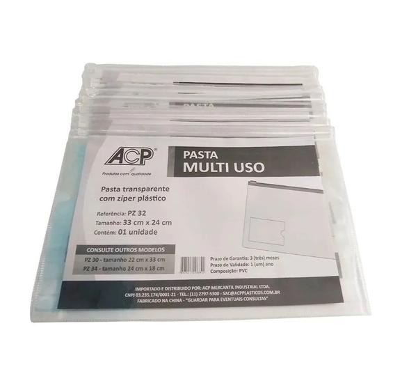 Imagem de Kit 10 Pastas Multiuso Com Ziper 330x240mm Acp