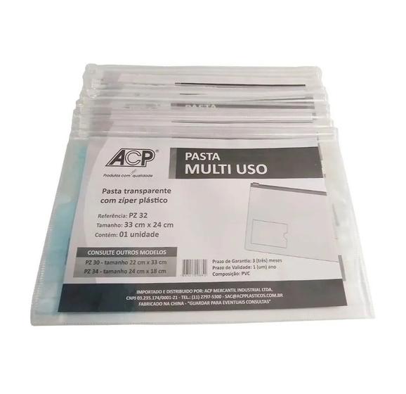 Kit 10 Pastas Multiuso Com Ziper 330x240mm Acp Menor preço em Kit 10 Pastas Multiuso Com Ziper 330x240mm Acp
