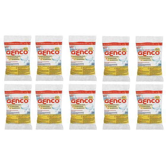 Kit 10 Pastilha Cloro Tablete Pedra 200 Gramas - Genco Menor preço em Kit 10 Pastilha Cloro Tablete Pedra 200 Gramas - Genco