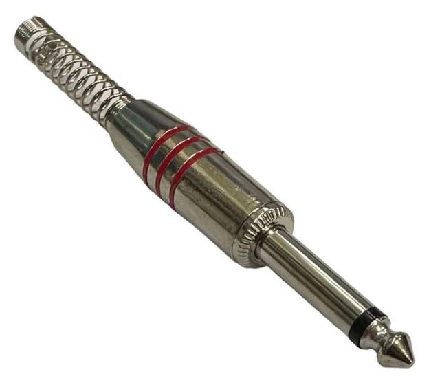Imagem de Kit 10 pçs - plug p10 mono - prata e vermelho - com mola