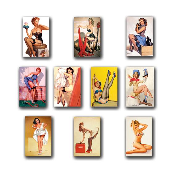 Imagem de Kit 10 Pçs Quadros Placas MDF Pin-Up Decoração Parede Casa