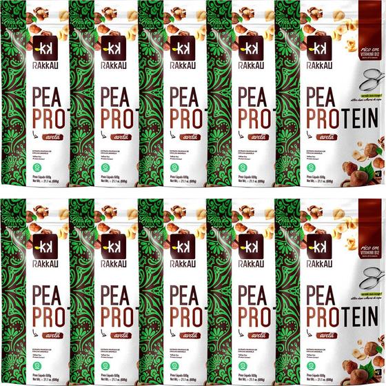 Imagem de Kit 10 Pea Protein Avelã Rakkau 600g - Vegano - Proteína