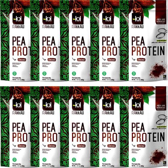 Imagem de Kit 10 Pea Protein Cacau Rakkau 600g - Vegano - Proteína