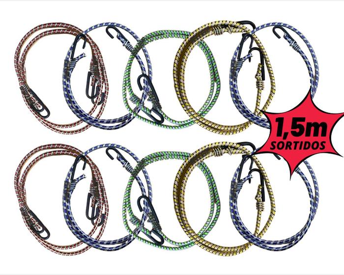 kit 10 peças Elastico Extensor Gancho Bagageiro 1,5 Metro Fixar Cordinha Fixador 1m Menor preço em kit 10 peças Elastico Extensor Gancho Bagageiro 1,5 Metro Fixar Cordinha Fixador 1m