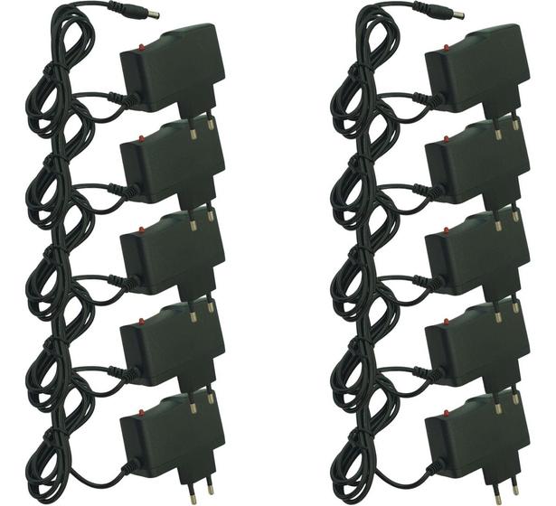 Imagem de Kit 10 Peças - Fonte 9V 1A DC Chaveada com Plug P4 5.5x2.1mm Idal para Arduino Bivolt 110V 220V (6457)