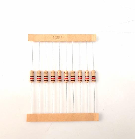 Imagem de Kit 10 Peças Resistor Filme de Carbono 120R 1/2W 5%