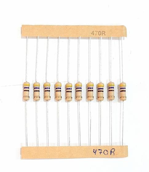 Imagem de Kit 10 Peças Resistor Filme de Carbono 470R 1/2W 5%