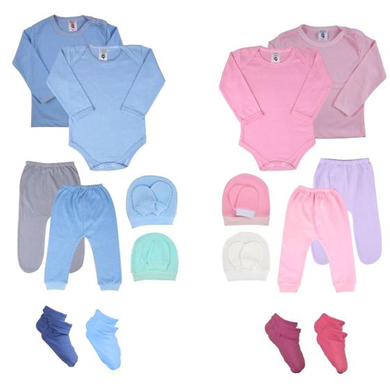 Imagem de Kit 10 Pecas Roupa de bebe Pijama Body Mijao Menino Menina