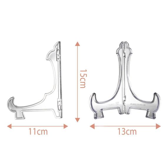 Imagem de Kit 10 Peças Suporte Para Pratos Acrílico Transparente 15Cm