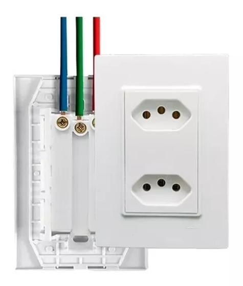 Imagem de Kit 10 Peças Tomada Dupla Monobloco 10A 2P+T Branco Linha Vivaz - Ilumi