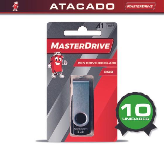 Imagem de Kit 10 Pendrive Big Black 8GB Atacado MasterDrive