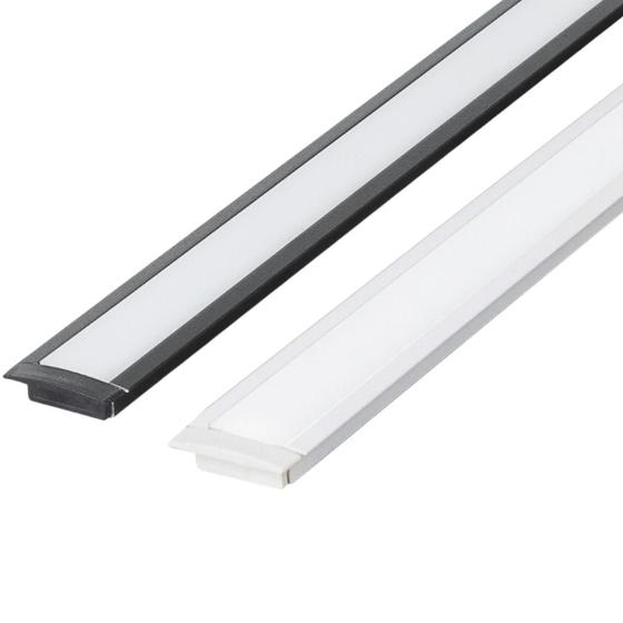 Imagem de Kit 10 Perfil de Led Reforçado Embutir 24x7mm Barra 2m para Fita de Led Pasilux