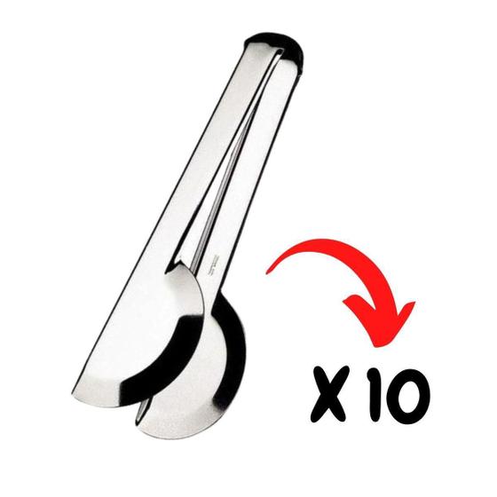 Imagem de Kit 10 Pinça Pegador De Doces Salgados Lanches Aço Inox 29Cm
