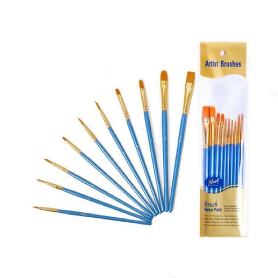 Kit 10 Pinceis Cerdas Nylon Punho Madeira Pintura Aquarela Menor preço em Kit 10 Pinceis Cerdas Nylon Punho Madeira Pintura Aquarela