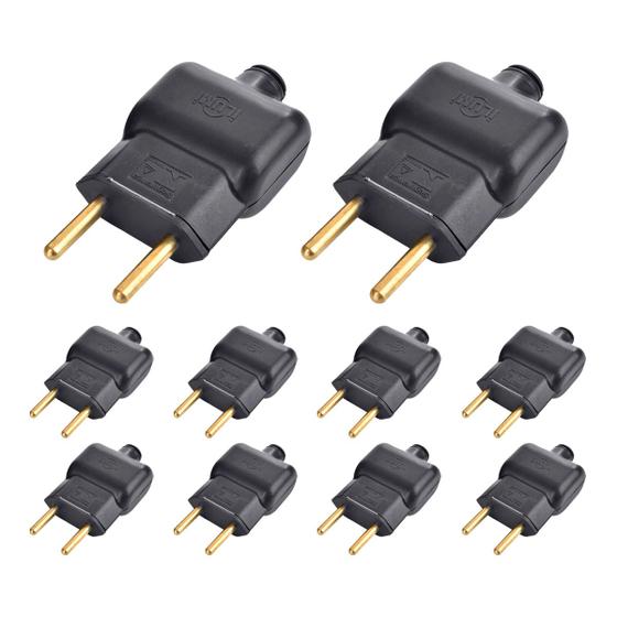 Imagem de Kit 10 Pino Plug Macho gigante bipolar 2P 10A 250V Ilumi