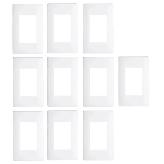 Imagem de Kit 10 Placa 4x2 3 Modulos Com Suporte Habitat Branco 3637