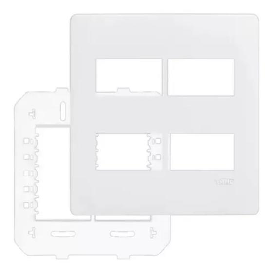 Imagem de Kit 10 Placa 4x4 Com Suporte 4 Modulos Habitat Branco 3642