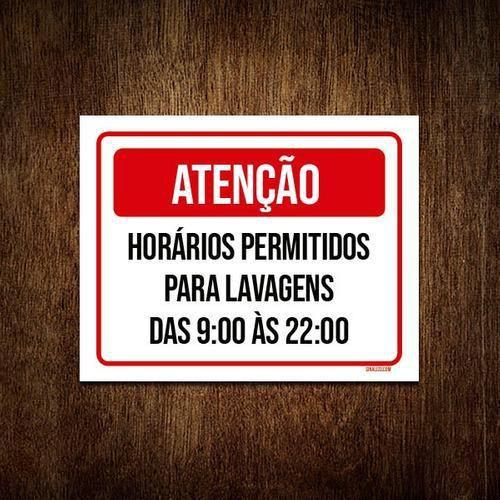 Imagem de Kit 10 Placa Atenção Horários Permitidos Lavagens