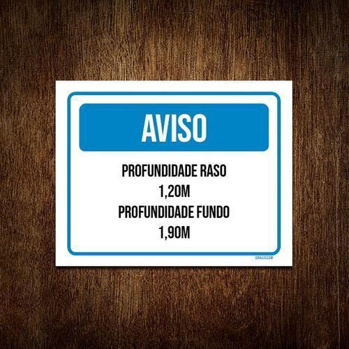 Imagem de Kit 10 Placa Aviso Profundidado Raso Fundo Piscina