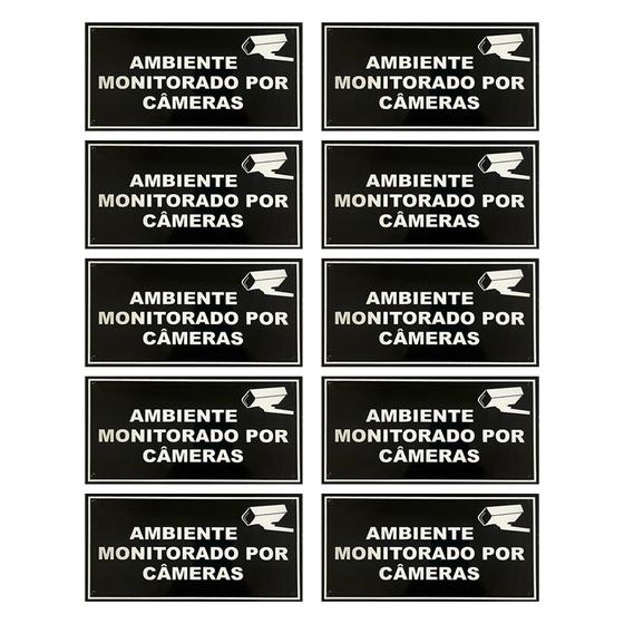 Kit 10 Placa de Sinalização Comercial Ambiente Monitorado por Câmeras ...