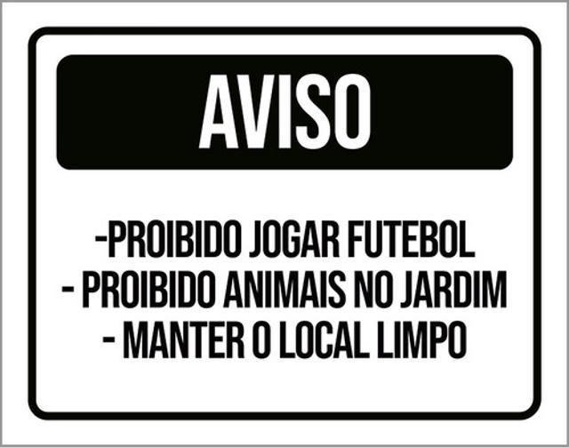 Imagem de Kit 10 Placa Jogar Futebol Animais Jardim Limpo 36X46