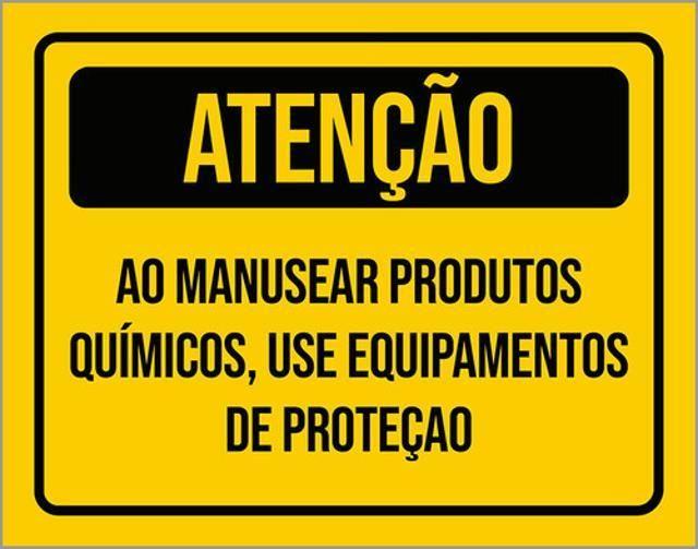 Imagem de Kit 10 Placa Manusear Produtos Químicos Use Proteção 36X46