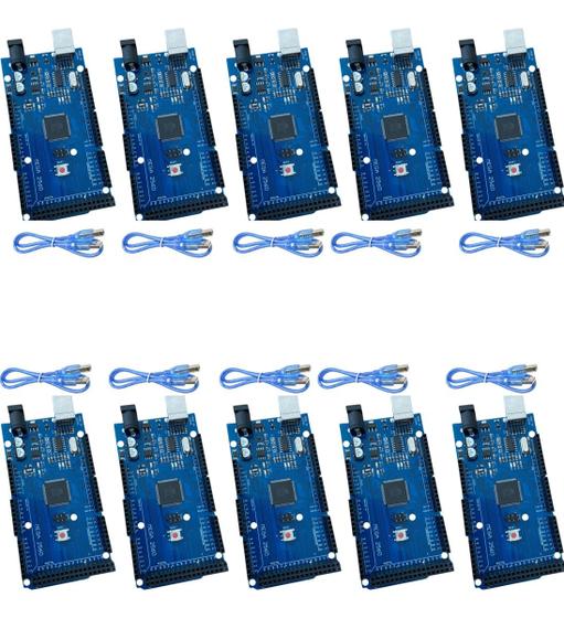 Imagem de Kit 10 Placa Mega 2560 R3 Compativel Com Arduino Ch340 + Cabo Usb