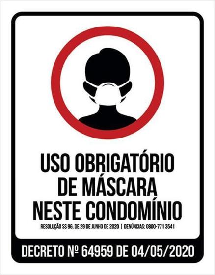 Imagem de Kit 10 Placa Obrigatório Máscara Proteção Condomínio36X46