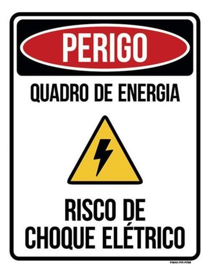 Imagem de Kit 10 Placa Perigo Quadro Energia Risco Cho Elétrico 36X46