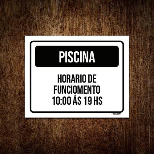 Imagem de Kit 10 Placa Preta Piscina Horario Funcionamento 10 Às 19