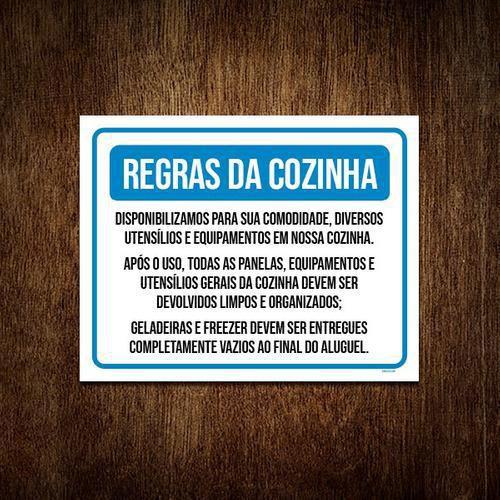 Imagem de Kit 10 Placa Regras Da Cozinha Respeite Deixe Limpo