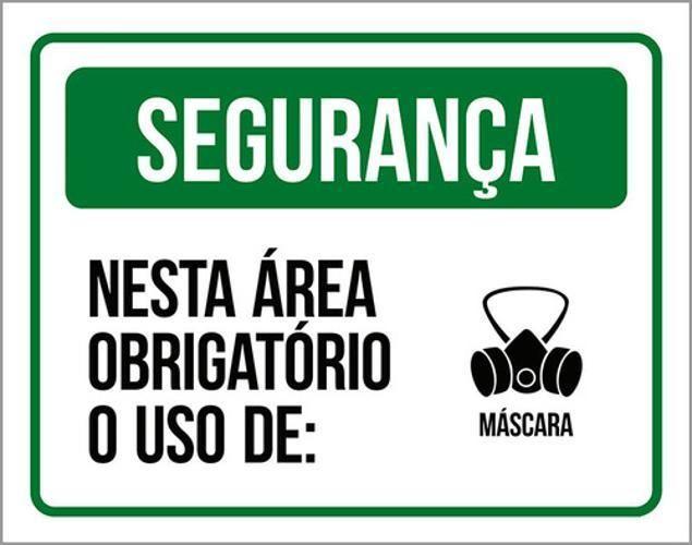 Imagem de Kit 10 Placa Segurança Área Obrigatório Uso Máscara 36X46