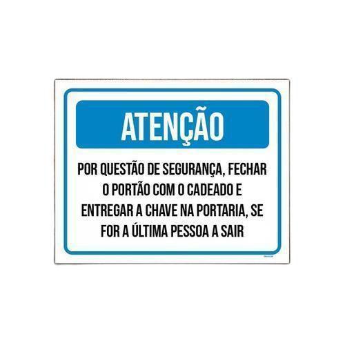 Imagem de Kit 10 Placa Sinalização - Atenção Fechar Portão Com Cadeado