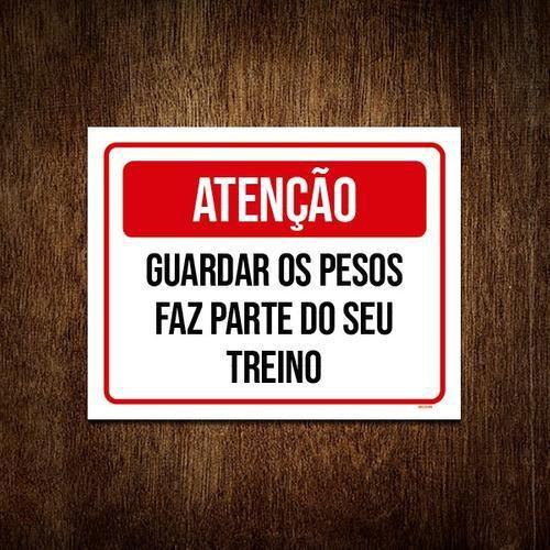 Imagem de Kit 10 Placa Sinalização - Atenção Guardar Pesos Treino