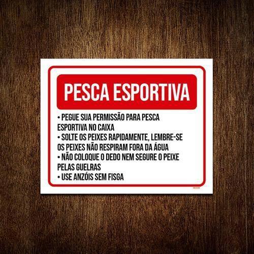 Imagem de Kit 10 Placa Sinalização - Pesca Esportiva Permissão