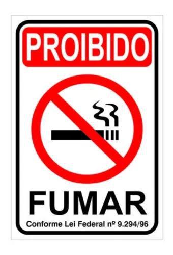 Imagem de Kit 10 placa sinalização proibido fumar 20x30